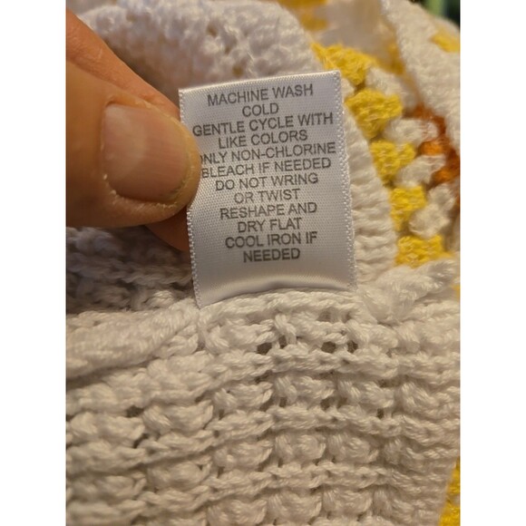 Sincerely Jules M Crochet Knit Sweater Granny Square Grandma Core Butter Yellow - Picture 11 of 11